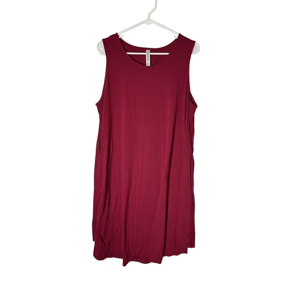 ZENANA‎ PREMIUM Burgundy Sleeveless Swing Dress 2X Plus Size